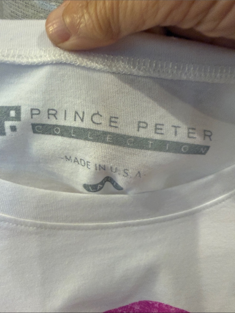 Prince Peter Collection White Tee with Pink Leopard Tongue Graphic - Picture 2 of 4